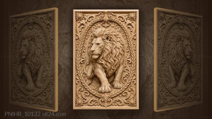 Lion crouching in thick foliage 3d STL model