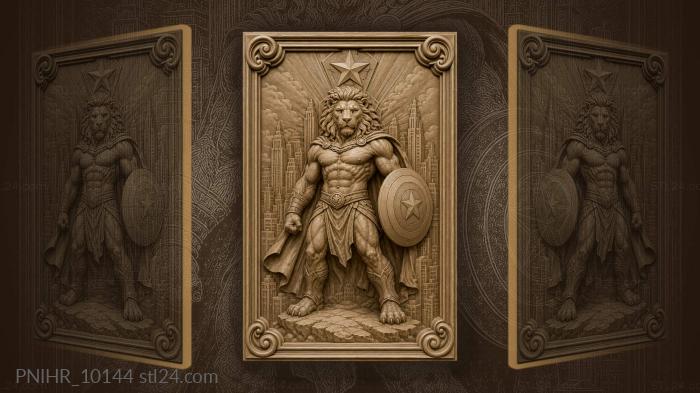 Lion hero with city backdrop 3d STL model