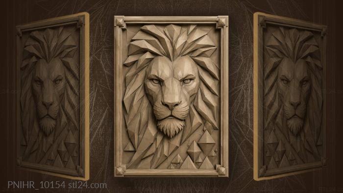 Geometric lion head strong gaze 3d STL model