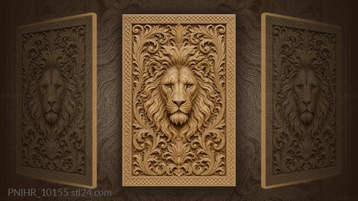 Lion head among acanthus scrolls 3d STL model