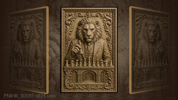 Chess-playing lion with a bishop 3d STL model