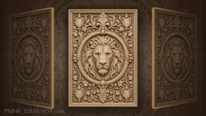 Lion head inside a round medallion 3d STL model