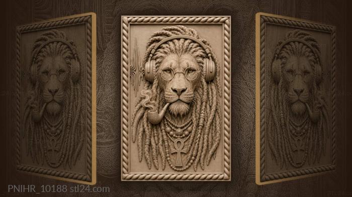 Lion with dreadlocks glasses and headphones 3d STL model