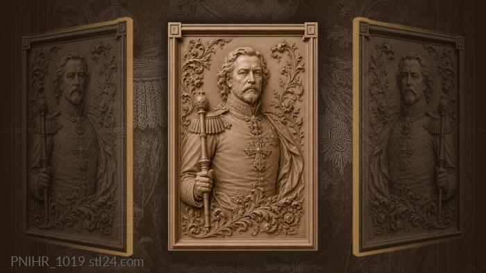 Military leader with scepter and cross 3d STL model