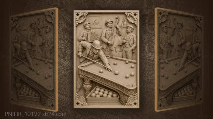 Accordion and double bass at the billiards table 3d STL model