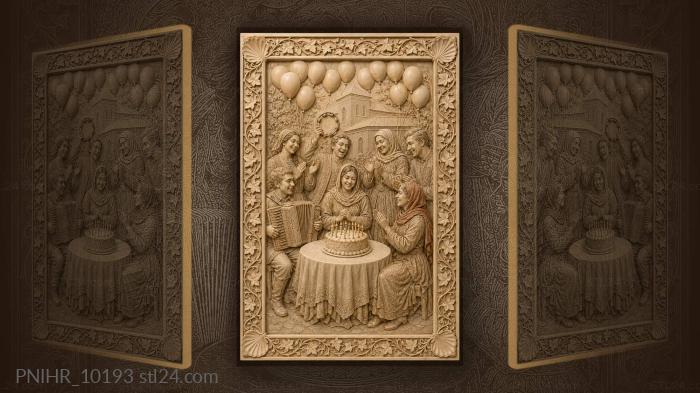 Village feast with accordion and tambourine 3d STL model
