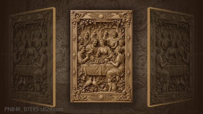 Laughing couple with doves and grapevines 3d STL model