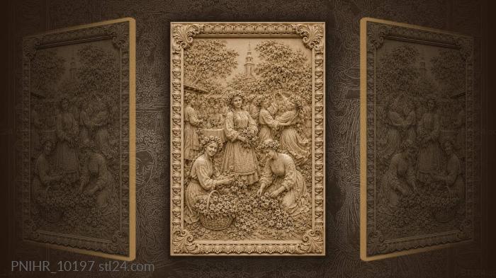 Folk festivity gathering flowers church 3d STL model