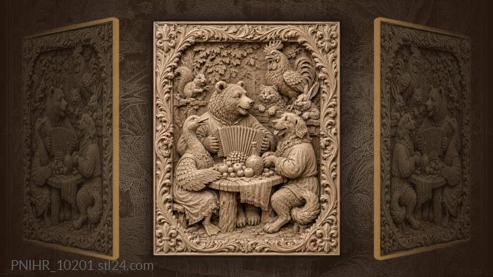 Bear’s merry folk gathering feast 3d STL model