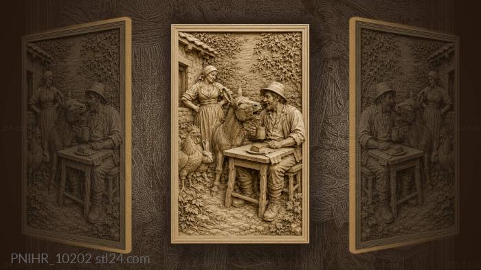 Donkey braying at a man with a cup 3d STL model