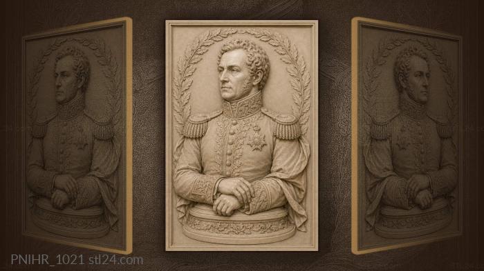 Uniformed man on a round plinth 3d STL model