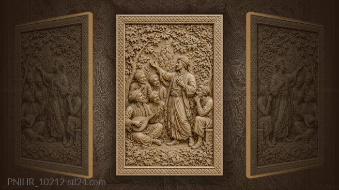 Courtly scene with musicians and figures 3d STL model