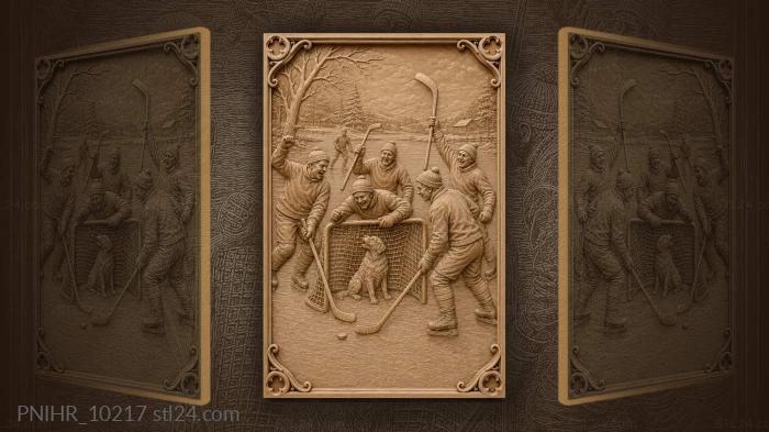 Winter hockey game with playful dog 3d STL model