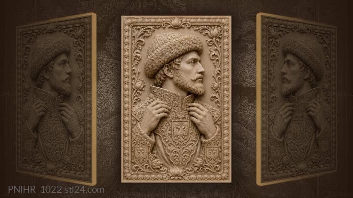 Man in fur hat with eagle collar 3d STL model