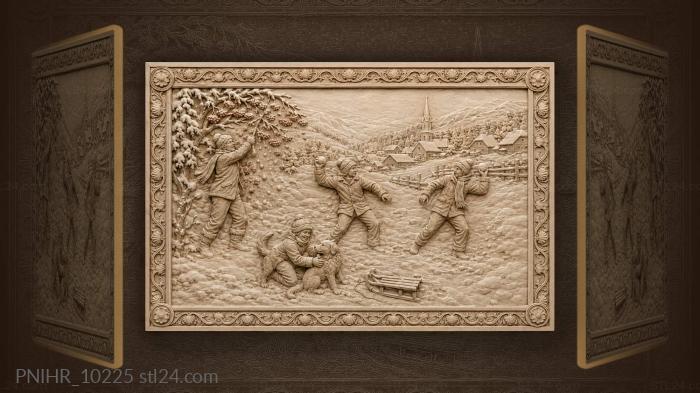Snowballs flying by the berry tree 3d STL model
