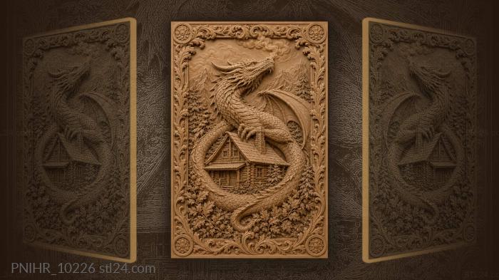 Dragon coiled round cabin breathing smoke 3d STL model