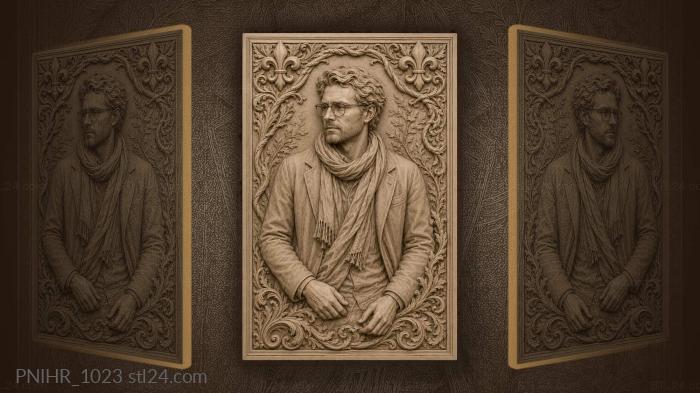 Gentleman with scarf and foliage 3d STL model