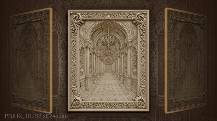 Grand hall with arched colonnade 3d STL model