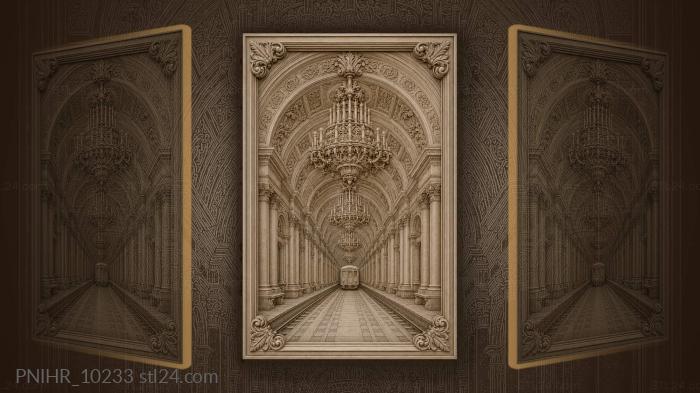 Grand station hall with train 3d STL model