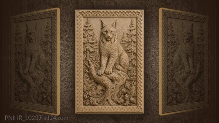 Lynx on ancient tree trunk 3d STL model