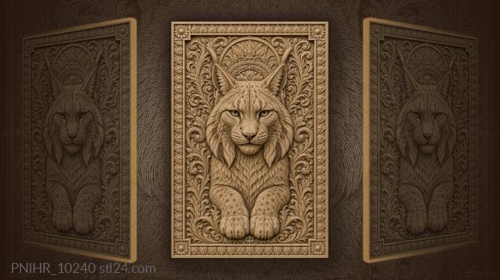 Lynx head set in a floral pattern 3d STL model