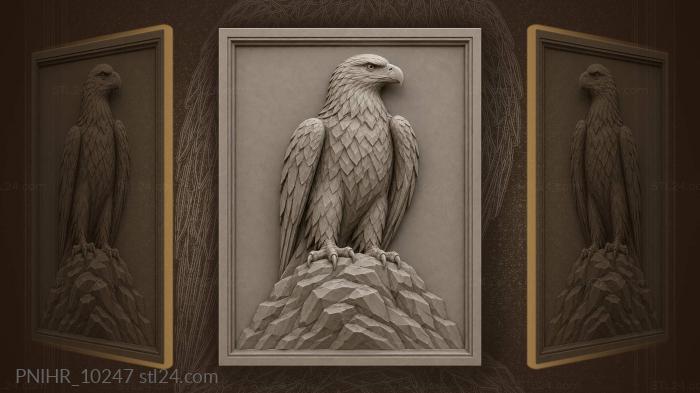 Bald eagle stands on layered rocks 3d STL model