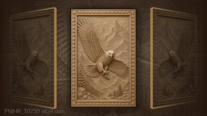 Eagle soaring above mountain peaks 3d STL model
