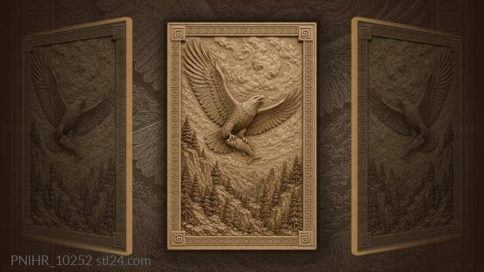 Eagle carrying a fish over rocky cliffs 3d STL model