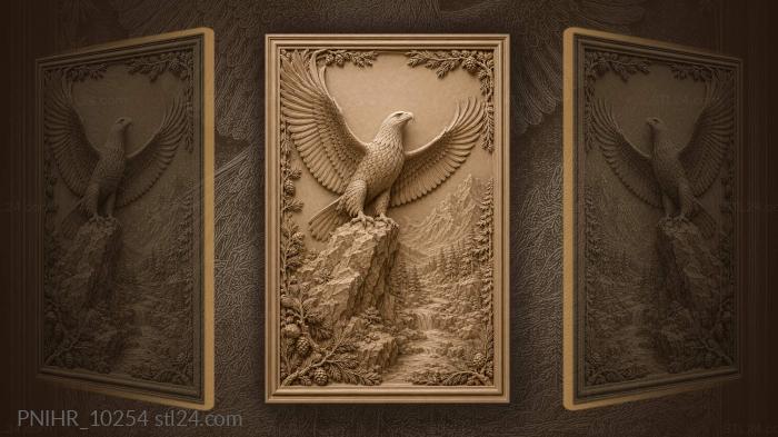 Bald eagle above a mountain stream 3d STL model