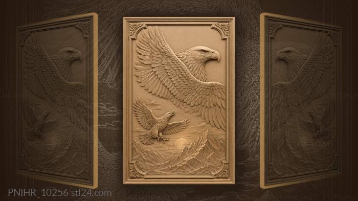 Eagle family soaring towards sunset 3d STL model