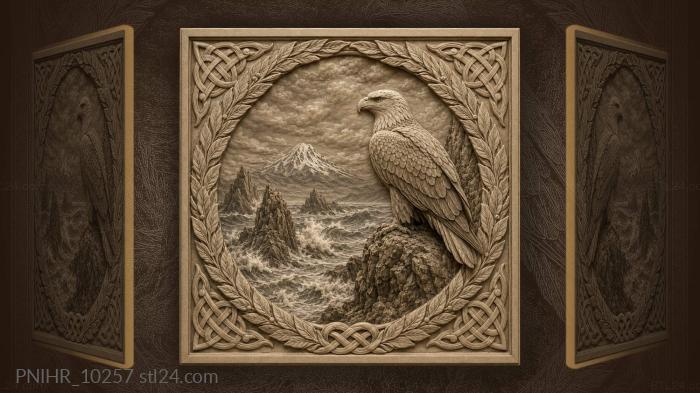 Eagle on a crag by the stormy sea 3d STL model