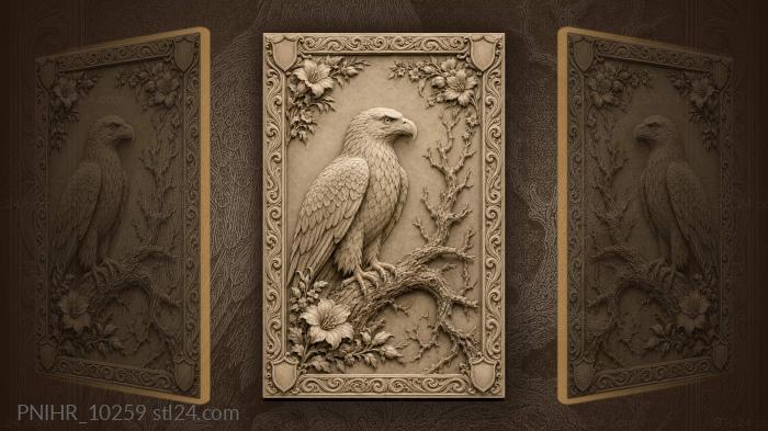 Bald eagle on a gnarled bough 3d STL model