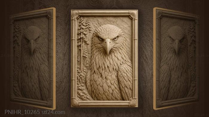 Eagle beside a grove of slender trees 3d STL model