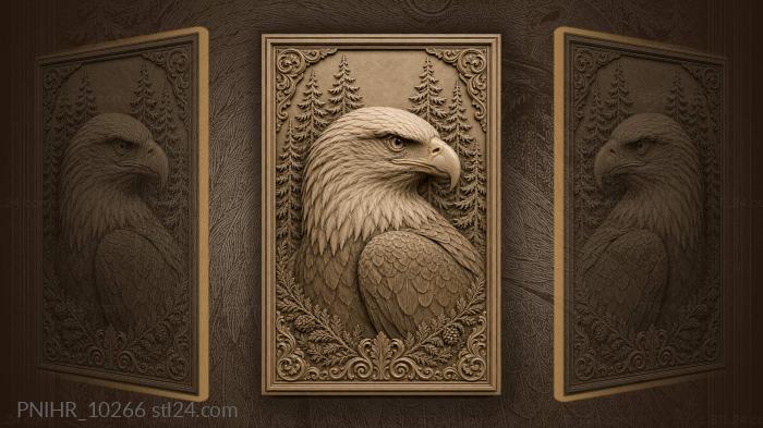 Eagle against a stand of evergreens 3d STL model