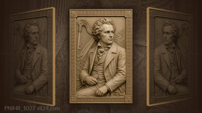 Man with pocket watch and harp · Ludwig van Beethoven 3d STL model