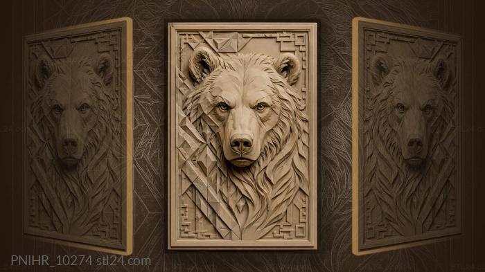 Geometric bear head strong wildlife 3d STL model