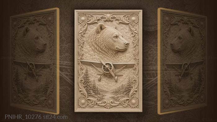 Bear watches a vintage aeroplane pass 3d STL model