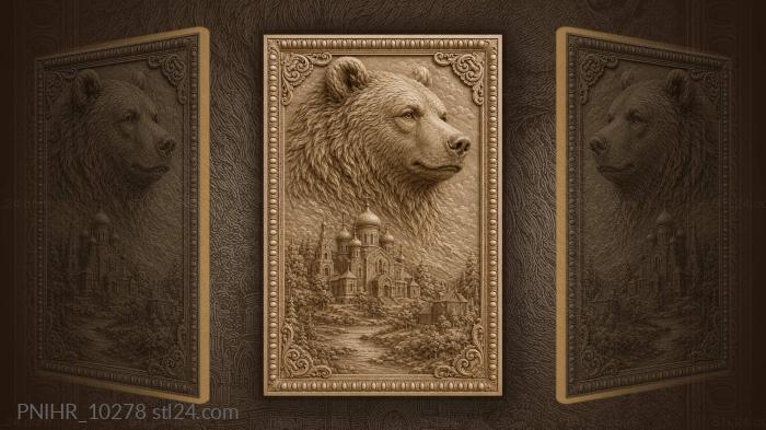 Bear and ancient russian church 3d STL model