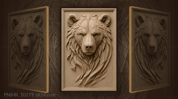 Shaggy bear tosses his uneven mane 3d STL model