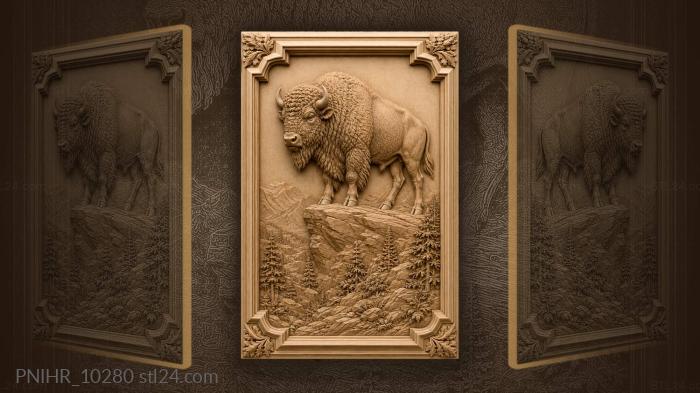 Bison on rocky highland terrain 3d STL model