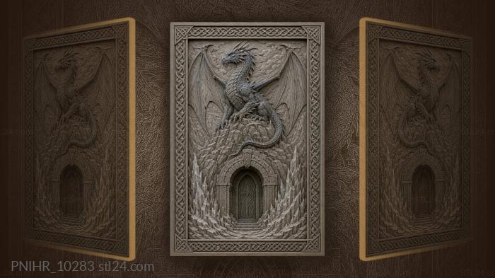 Azure dragon over ancient gateway 3d STL model