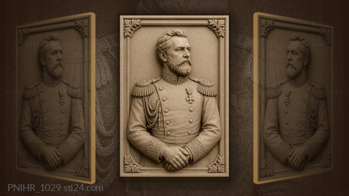 Noble officer proud military portrait · Alexander III 3d STL model