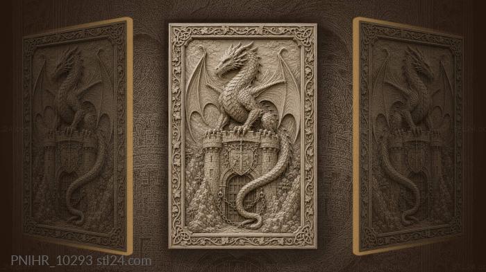 Dragon guarding royal gatehouse mountains 3d STL model