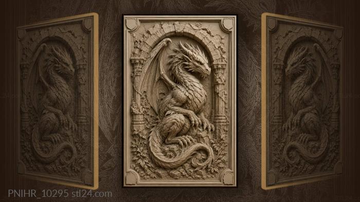 Dragon guarding ancient gateway 3d STL model