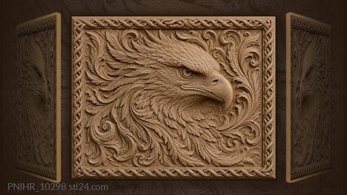 Eagle profile with swirling feather plumes 3d STL model