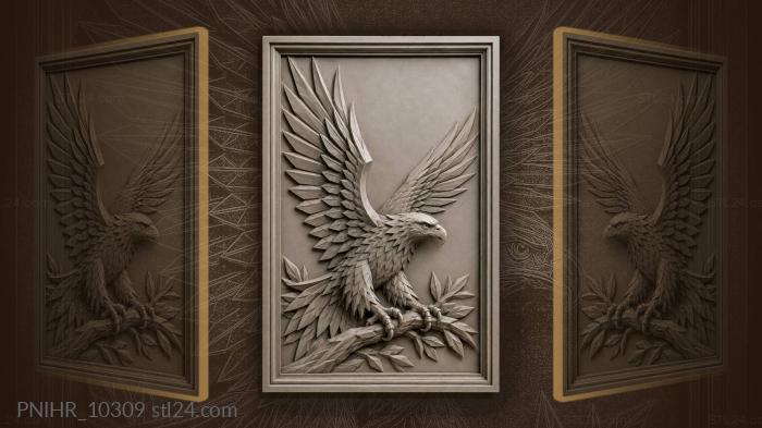 Sharp winged eagle grips a bough 3d STL model