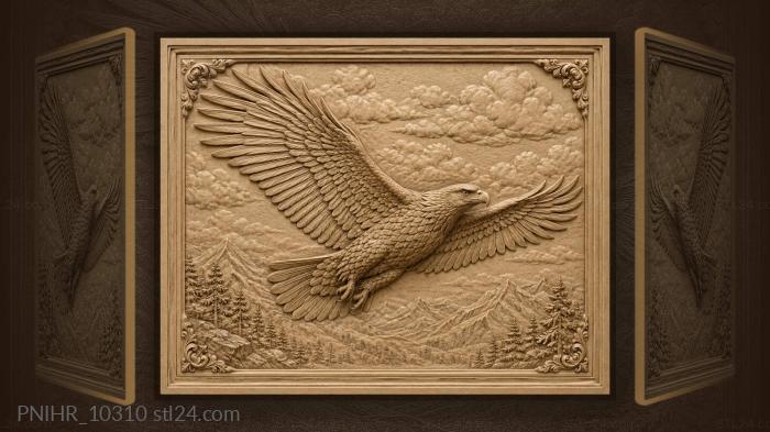 Eagle spreading wings high above 3d STL model