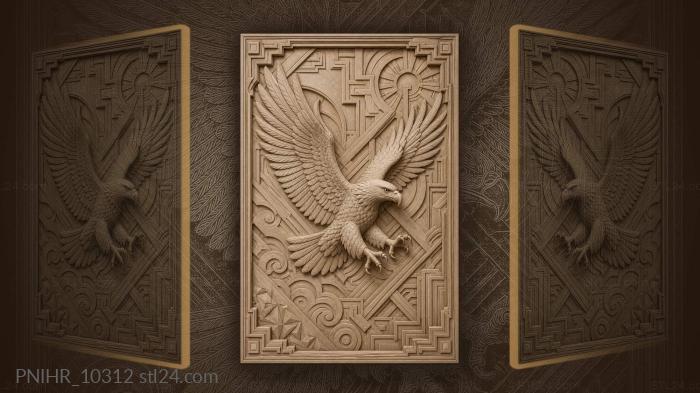 Eagle flying through a geometric pattern 3d STL model