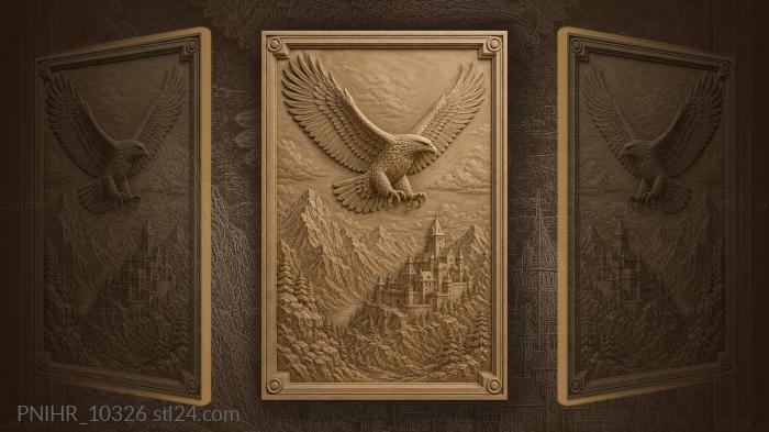 Mountain castle beneath eagle wings 3d STL model