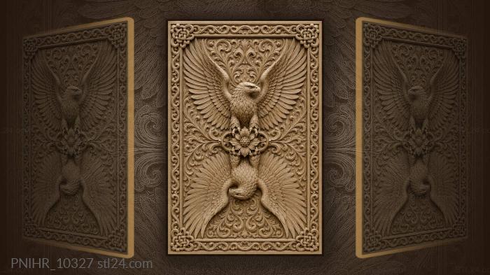 Eagle clutching a stylized flower aloft 3d STL model
